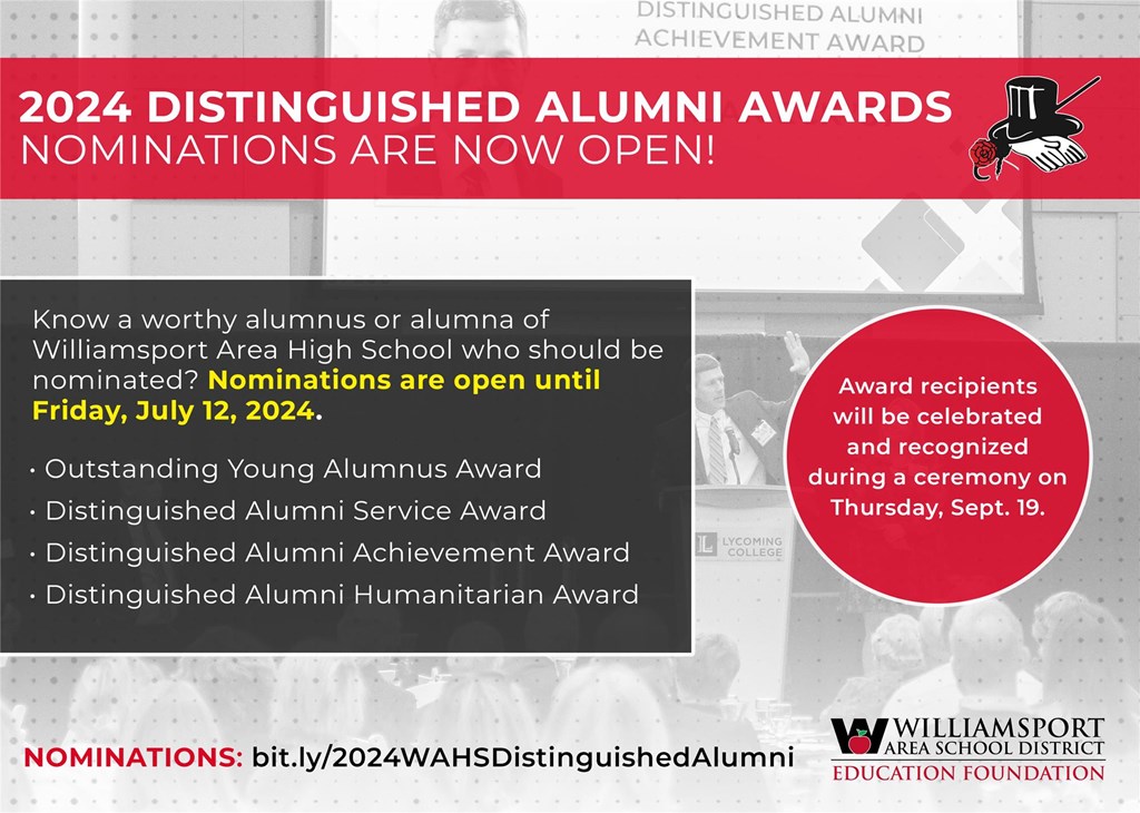 A graphic advertising the 2024 Distinguished Alumni Award highlights.
